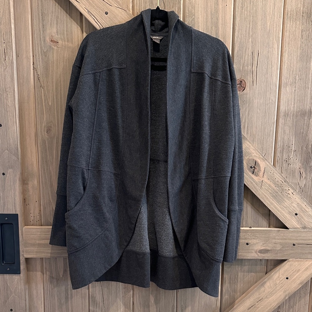 Eddie Bauer Dark Gray Open Front Cardigan